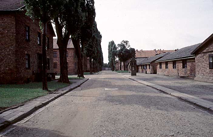 Poland photos - Auschwitz I - Alley leading to Appellplatz - color