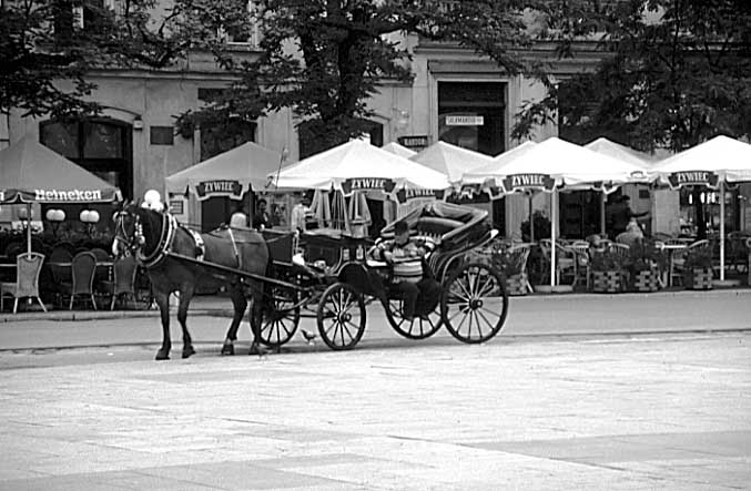 Poland photos - Krakow - Old Town - Rynek - b&w